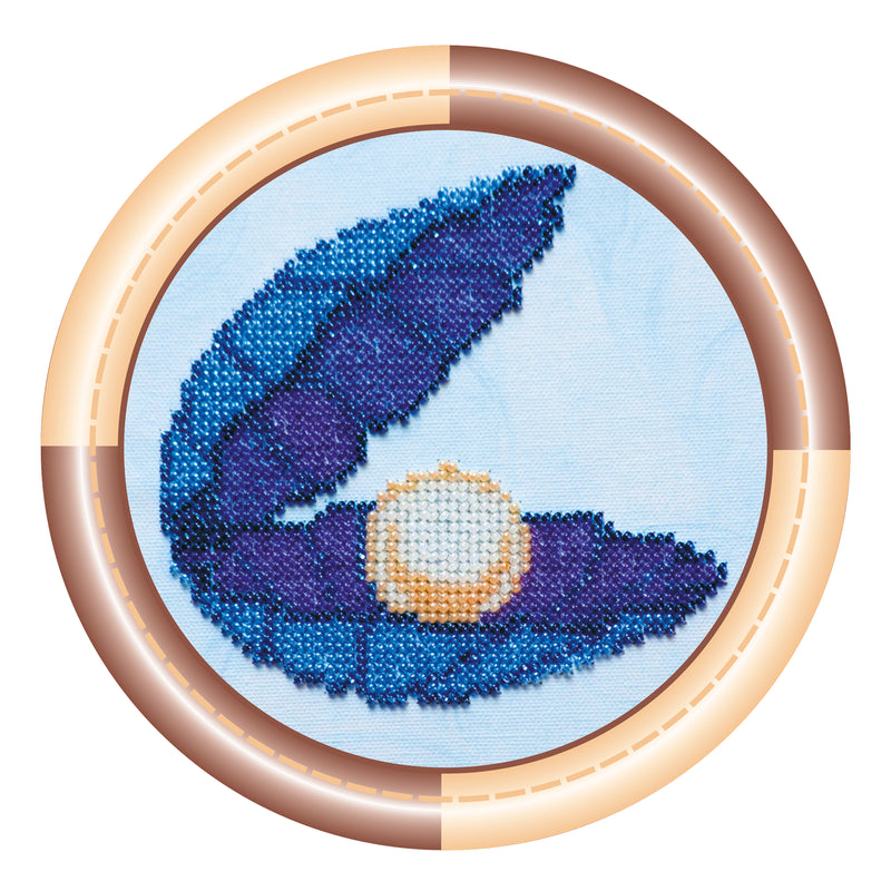 DIY Bead Embroidery Kit "Shell"  5.5"x5.5" / 14.0x14.0 cm