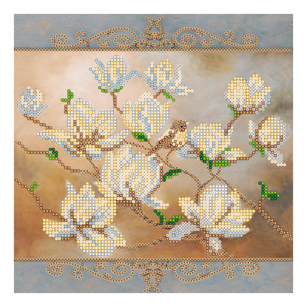 Canvas for bead embroidery "Birdie" 7.9"x7.9" / 20.0x20.0 cm