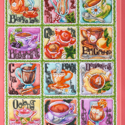 DIY Bead Embroidery Kit "Tea map" 11.0"x13.0" / 28.0x33.0 cm
