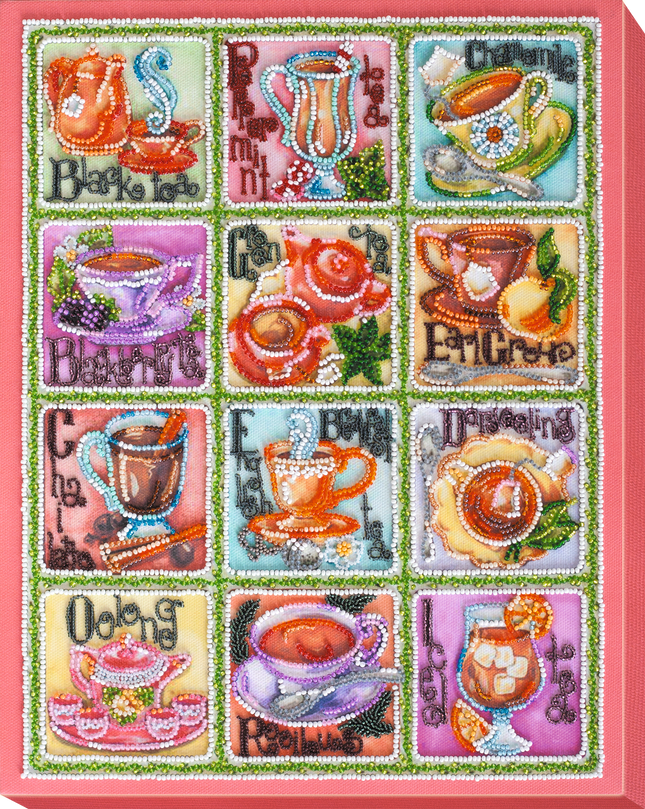 DIY Bead Embroidery Kit "Tea map" 11.0"x13.0" / 28.0x33.0 cm