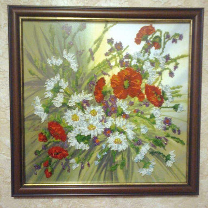 Canvas for bead embroidery "Splashes of Summer" 11.8"x11.8" / 30.0x30.0 cm