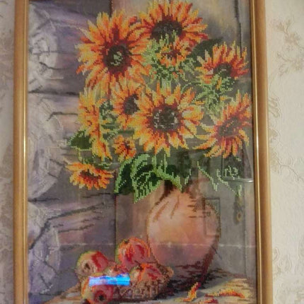 DIY Bead Embroidery Kit "Summer bouquet" 12.6"x17.7" / 32.0x45.0 cm