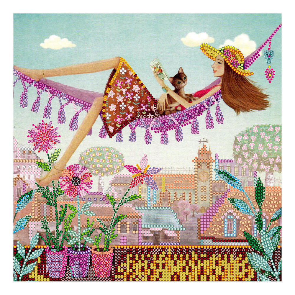 Canvas for bead embroidery "Overlooking the roofs" 7.9"x7.9" / 20.0x20.0 cm