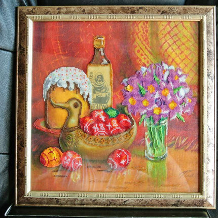 Canvas for bead embroidery "Easter story-1" 11.8"x11.8" / 30.0x30.0 cm
