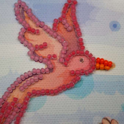 DIY Bead Embroidery Kit "On a twig"  5.9"x5.9" / 15.0x15.0 cm