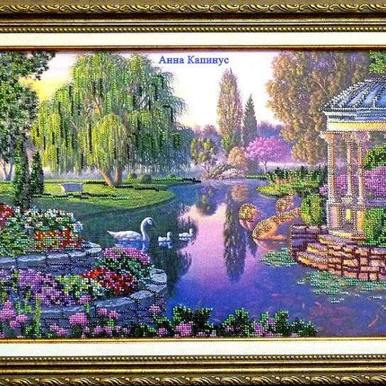 DIY Bead Embroidery Kit "By the pond" 31.5"x11.8" / 80.0x30.0 cm