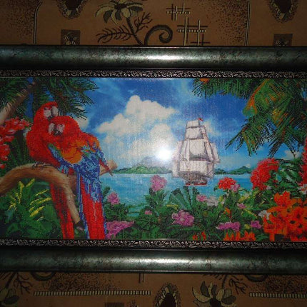 DIY Bead Embroidery Kit "Tropical Paradise" 23.6"x11.8" / 60.0x30.0 cm