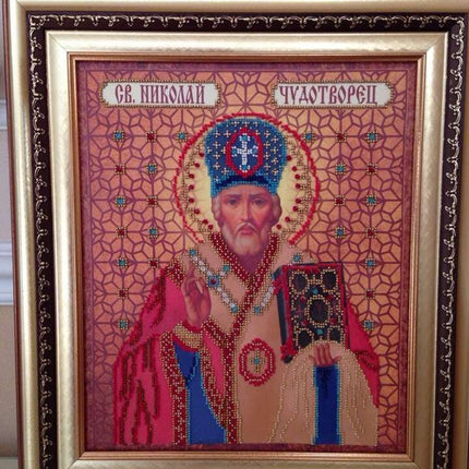 DIY Bead Embroidery Kit "St. Nicholas the Miracle" 11.0"x13.0" / 28.0x33.0 cm