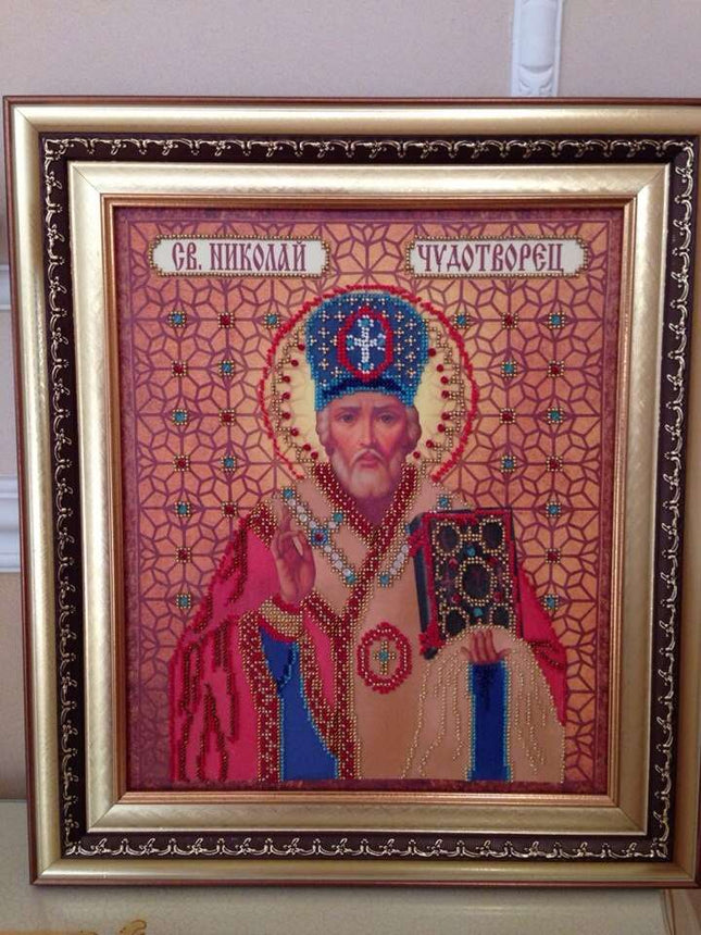 DIY Bead Embroidery Kit "St. Nicholas the Miracle" 11.0"x13.0" / 28.0x33.0 cm