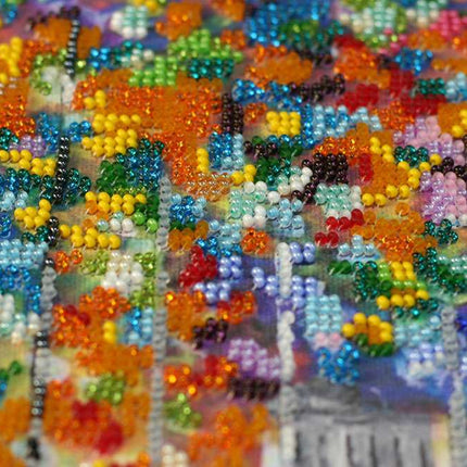 DIY Bead Embroidery Kit "A town wakes up" 14.2"x11.0" / 36.0x28.0 cm