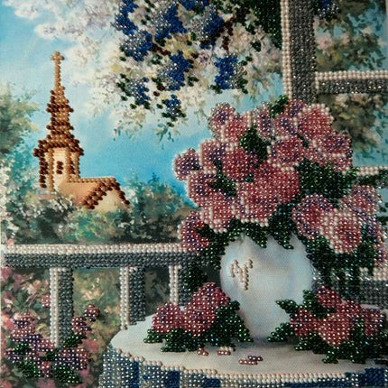 Canvas for bead embroidery "Sprince romance" 7.9"x7.9" / 20.0x20.0 cm