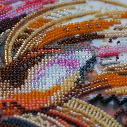 DIY Bead Embroidery Kit "Fire-maned lion" 11.8"x15.7" / 30.0x40.0 cm