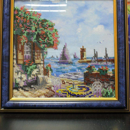 Canvas for bead embroidery "On Shore" 7.9"x7.9" / 20.0x20.0 cm