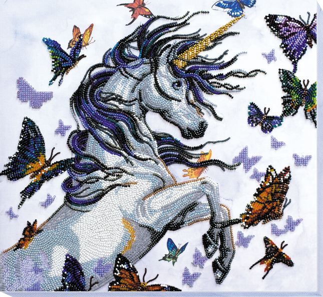 DIY Bead Embroidery Kit "Unicorn" 13.0"x12.2" / 33.0x31.0 cm