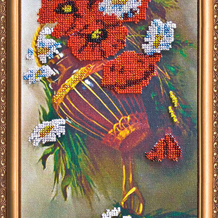 DIY Bead Embroidery Kit "Wild flowers" 6.7"x17.7" / 17.0x45.0 cm