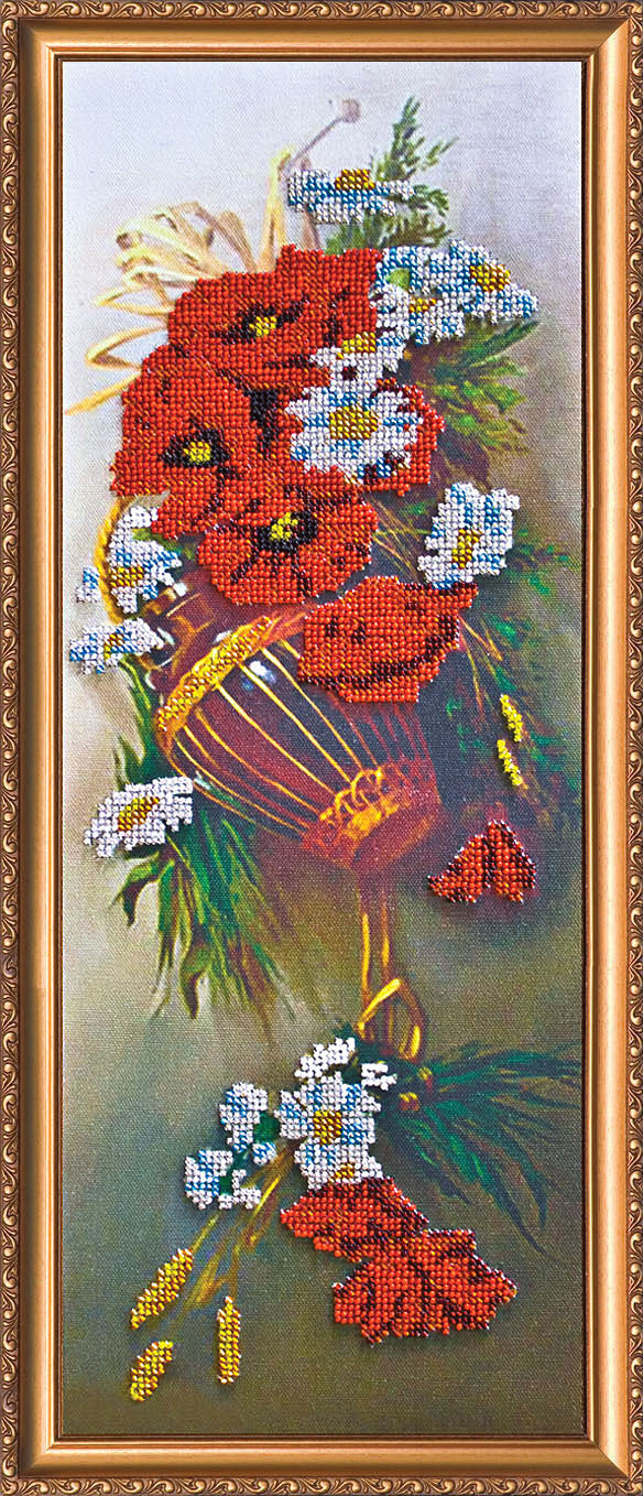 DIY Bead Embroidery Kit "Wild flowers" 6.7"x17.7" / 17.0x45.0 cm
