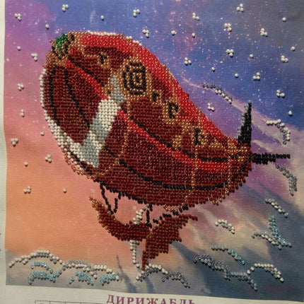 Canvas for bead embroidery "Dirigible" 7.9"x7.9" / 20.0x20.0 cm