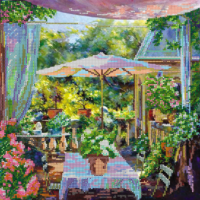 Canvas for bead embroidery "A Sultry noon" 11.8"x11.8" / 30.0x30.0 cm