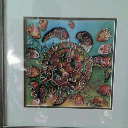 Canvas for bead embroidery "Sea turtle" 7.9"x7.9" / 20.0x20.0 cm