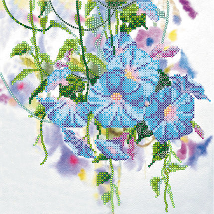 Canvas for bead embroidery "Convolvulus" 7.9"x7.9" / 20.0x20.0 cm