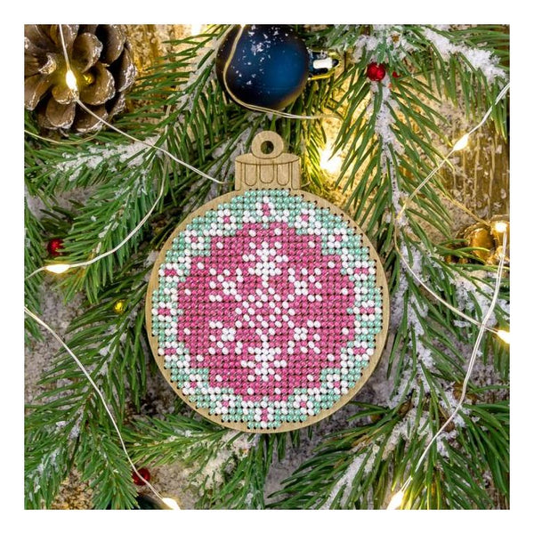 DIY Christmas tree toy kit "Pink ball with snowflake"