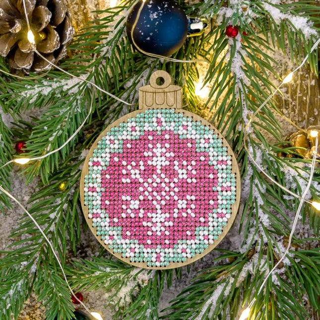 DIY Christmas tree toy kit "Pink ball with snowflake"
