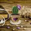 DIY Bead embroidery kit on wood "Blooming cactus"