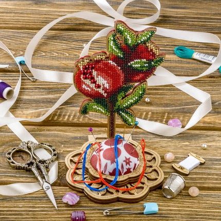 DIY needle cushion kit, needle minder "Pomegranate tree"