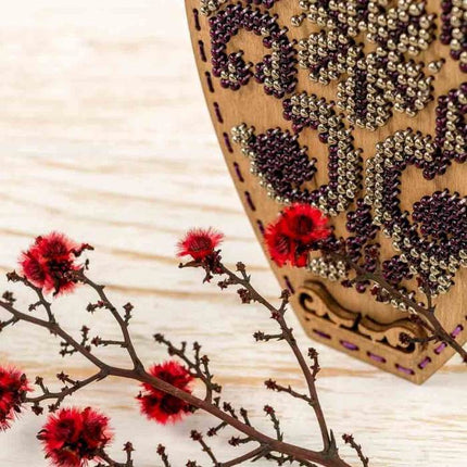 DIY Bead Embroidery on wood kit "Beautiful ornament" Flower vase