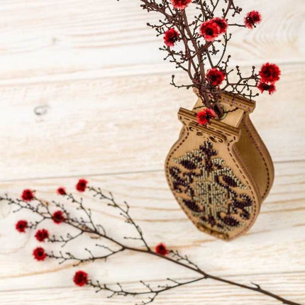 DIY Bead Embroidery on wood kit "Beautiful ornament" Flower vase