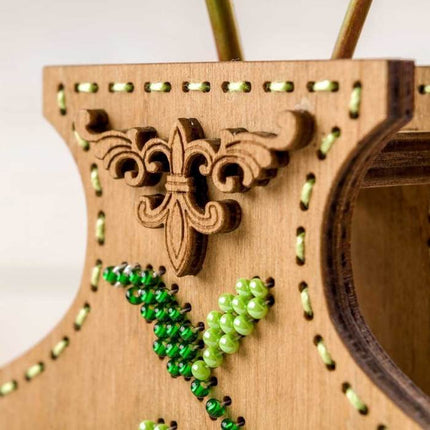 DIY Bead Embroidery on wood kit "Beaded leaves" Flower vase