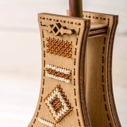DIY Bead Embroidery on wood kit "Beaded ornament" Flower vase