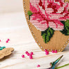 DIY Bead Embroidery on wood kit "Pink rose" Flower vase