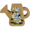 DIY Bead Embroidery on wood kit "Watering can with daisies" Flower vase