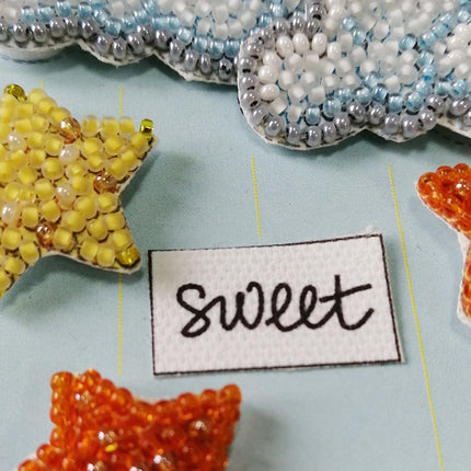 DIY kit postcard 3D for embroidery with beads "Among stars and clouds" 5.8"x8.3" / 14.8x21.0 cm