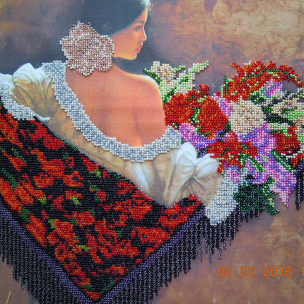 DIY Bead Embroidery Kit "Senorita" 15.7"x13.8" / 40.0x35.0 cm