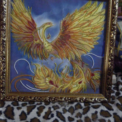 Canvas for bead embroidery "The Firebird" 11.8"x11.8" / 30.0x30.0 cm