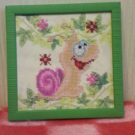 DIY Bead Embroidery Kit "Snail"  5.9"x5.9" / 15.0x15.0 cm