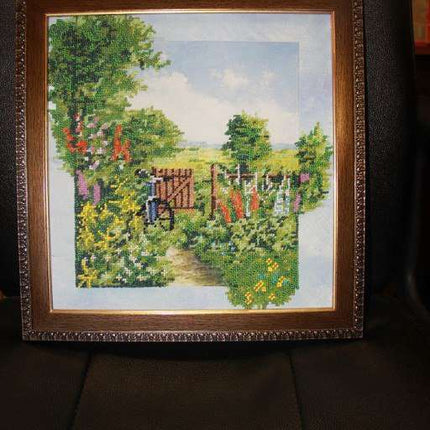 Canvas for bead embroidery "Meadow" 11.8"x11.8" / 30.0x30.0 cm