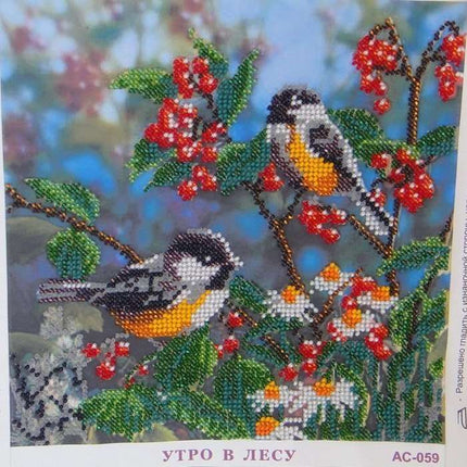 Canvas for bead embroidery "Morning Forest" 7.9"x7.9" / 20.0x20.0 cm