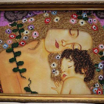 DIY Bead Embroidery Kit "Mother and Child" 14.6"x9.8" / 37.0x25.0 cm