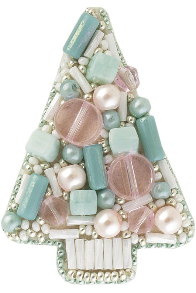 Beadwork kit for creating broоch "Blue tree"