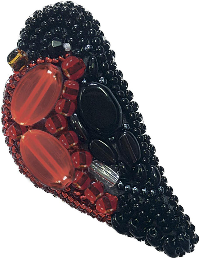 Beadwork kit for creating broоch "Bullfinch"