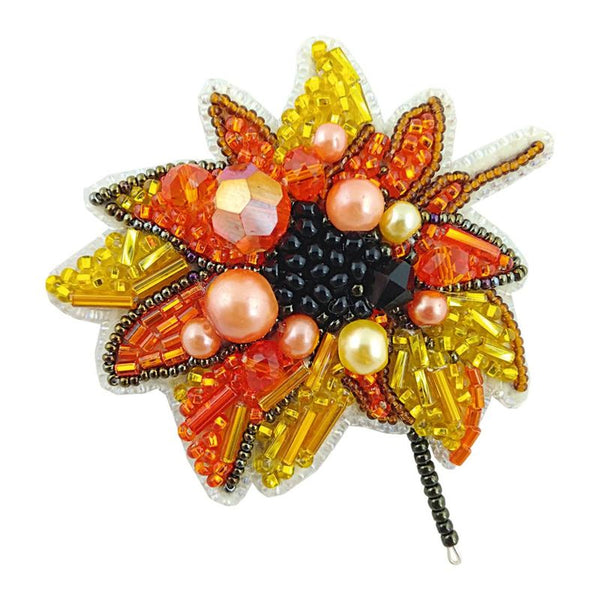 Beadwork kit for creating broоch "Sunflower"