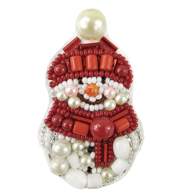 Beadwork kit for creating broоch "Snowman"