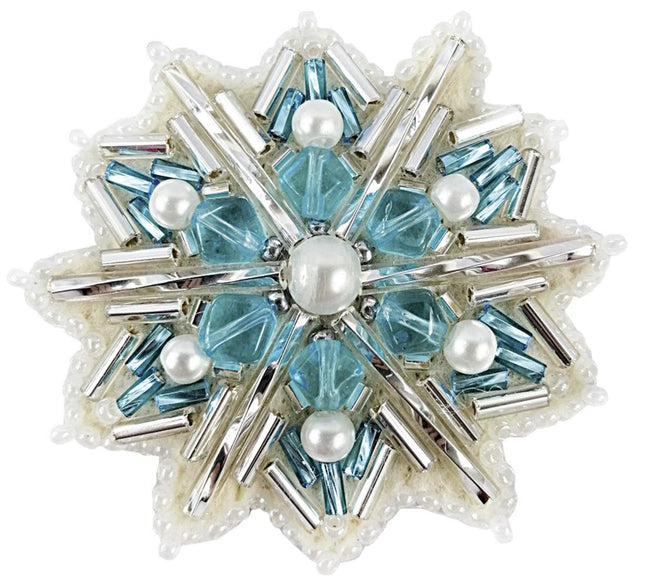 Beadwork kit for creating broоch "Snowflake"