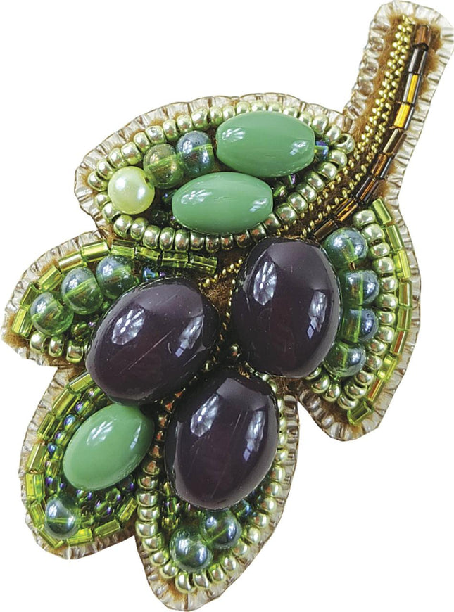 Beadwork kit for creating broоch "Olives"