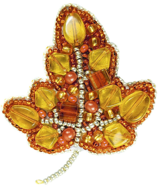 Beadwork kit for creating broоch "Leaf"