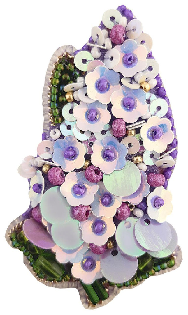 Beadwork kit for creating broоch "Lilac"