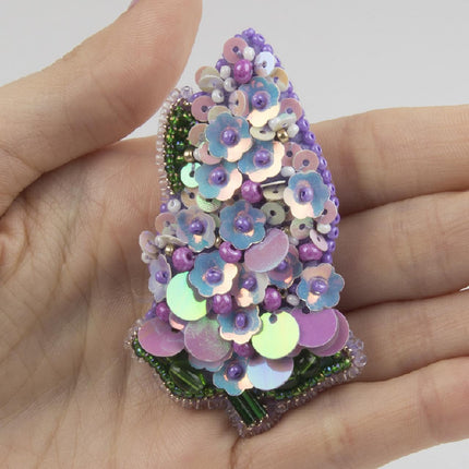 Beadwork kit for creating broоch "Lilac"